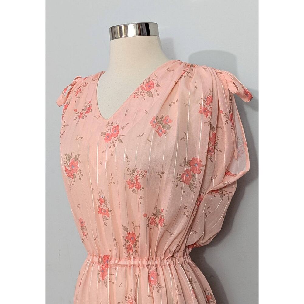 70s Peach Semi-Sheer Dress - Picture 4 of 5